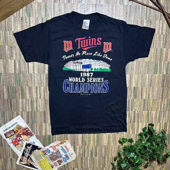 Vintage 80s 1987 Minnesota Twins World Series Champions Tee Shirt Single Stitch - Picture 1 of 4